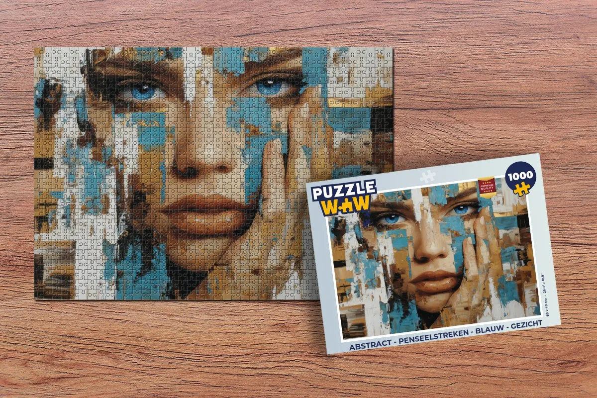 PuzzleWow Abstract Penseelstreken Legpuzzel 1000 Stuks - Blauw