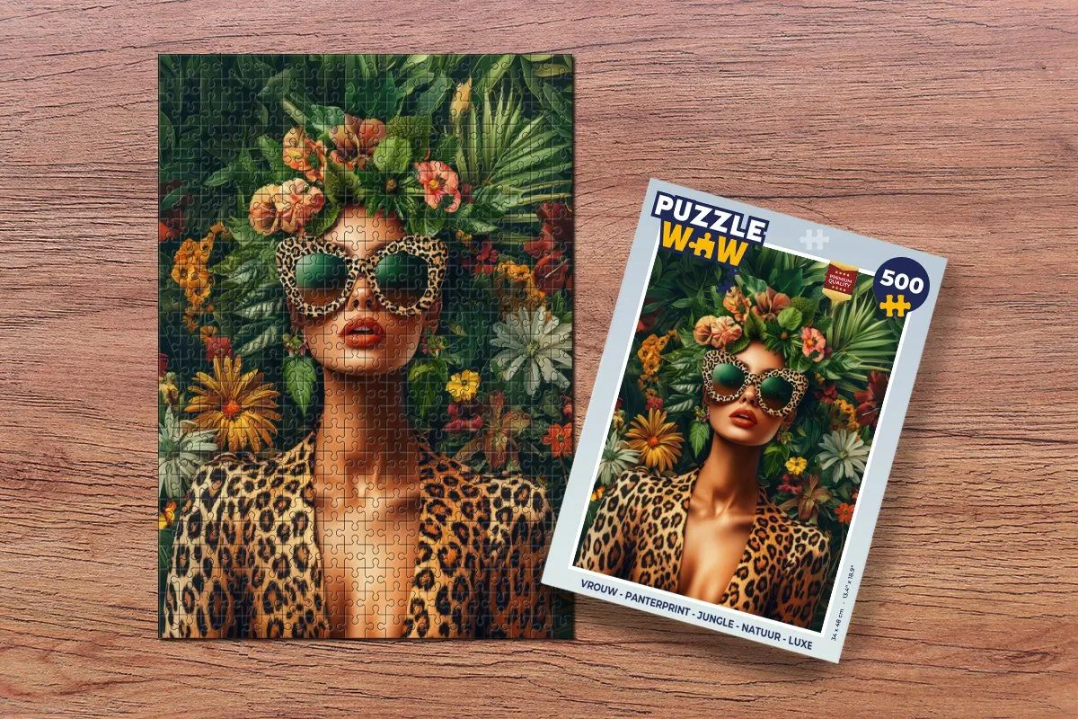 PuzzleWow Panterprint Legpuzzel 500 Stuks - Jungle Groen