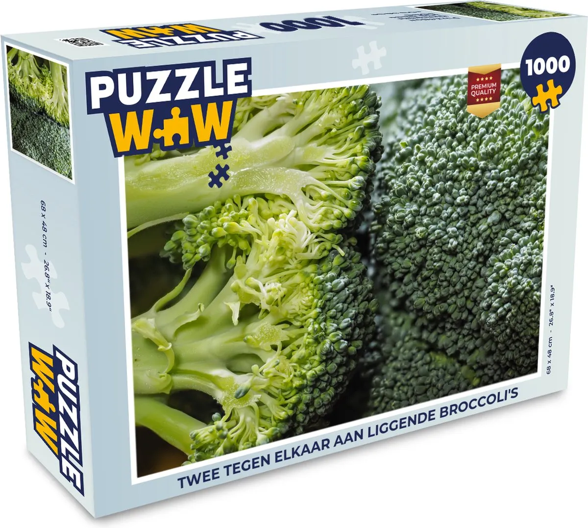 PuzzleWow Legpuzzel Twee tegen elkaar aan liggende broccoli's 1000 Stuks - Multicolor