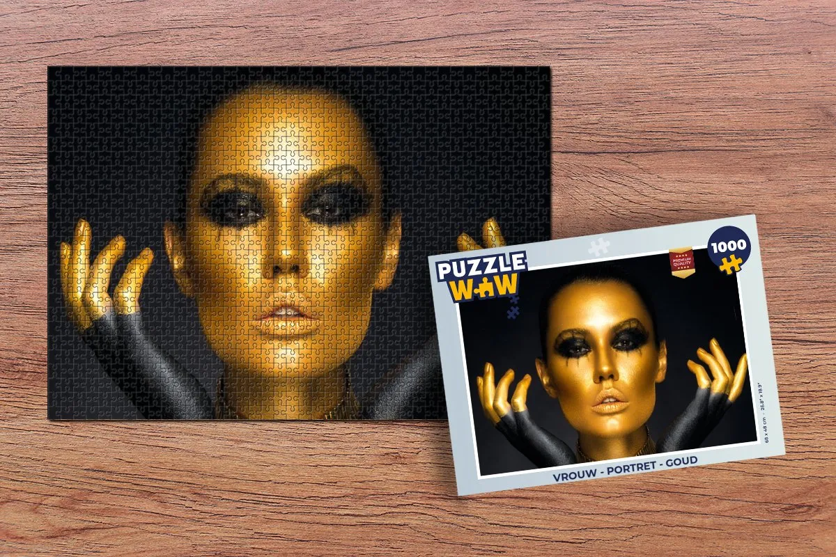 PuzzleWow Portret Legpuzzel 1000 Stuks - Goud/Zwart - MPN 7450153871881
