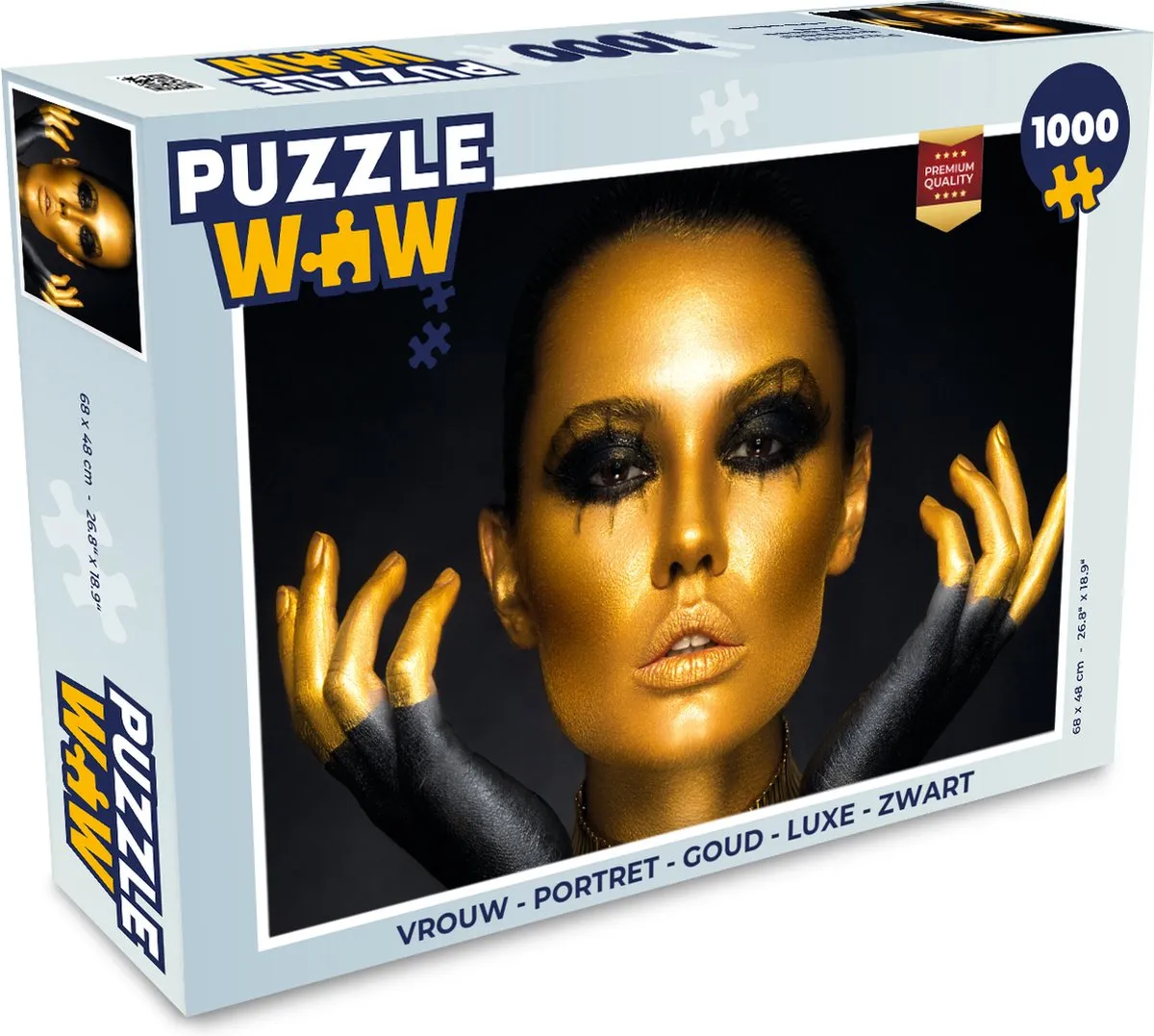 PuzzleWow Portret Legpuzzel 1000 Stuks - Goud/Zwart - MPN 7450153871881
