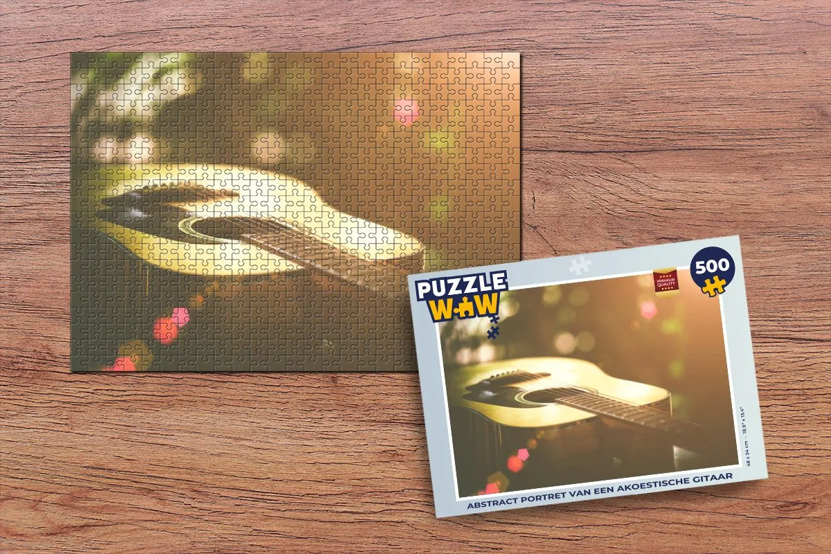 PuzzleWow Abstract Portret Akoestische Gitaar Legpuzzel 500 Stuks - Multicolor