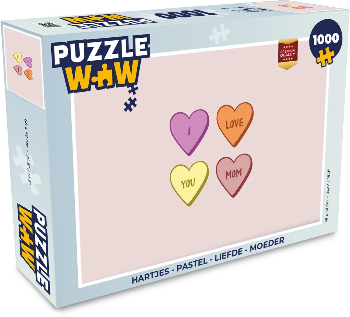PuzzleWow Hartjes Pastel Legpuzzel 1000 Stuks