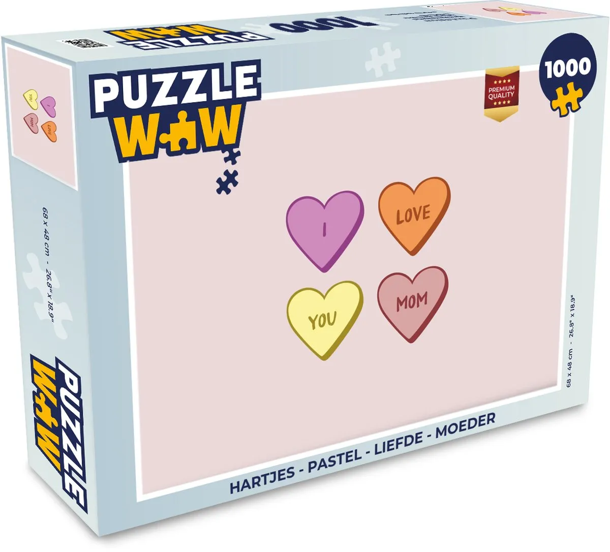 PuzzleWow Hartjes Pastel Legpuzzel 1000 Stuks