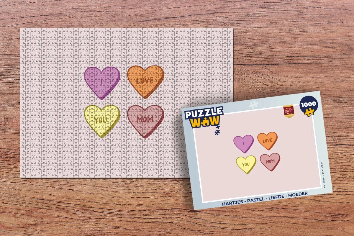 PuzzleWow Hartjes Pastel Legpuzzel 1000 Stuks