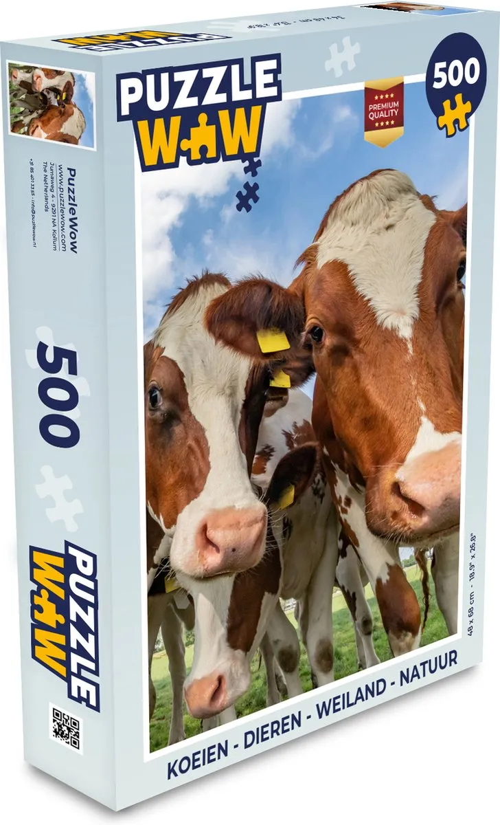 PuzzleWow Legpuzzel Koeien Weiland Natuur 500 Stuks - Multicolor
