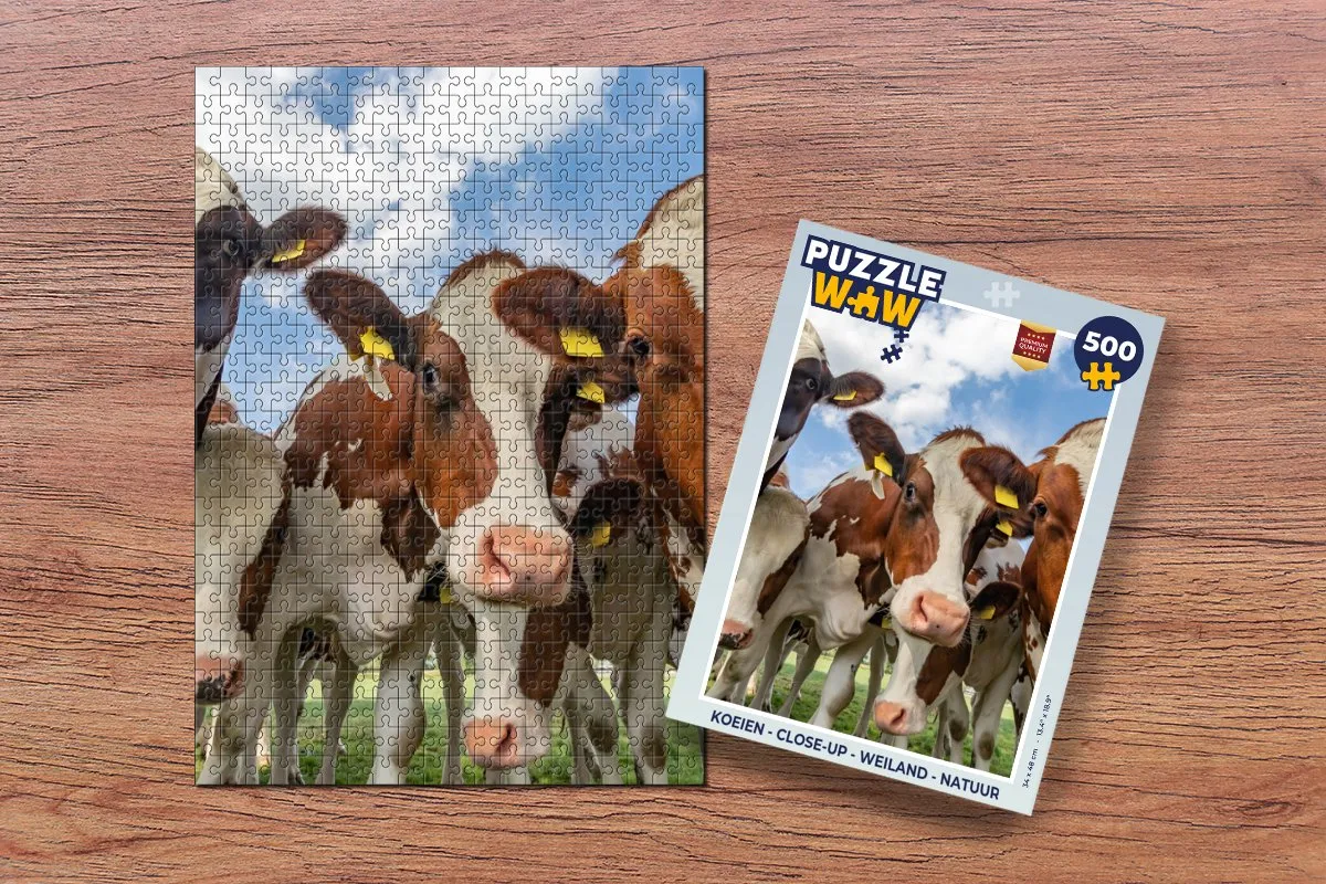 PuzzleWow Legpuzzel Koeien Weiland Natuur 500 Stuks - Multicolor