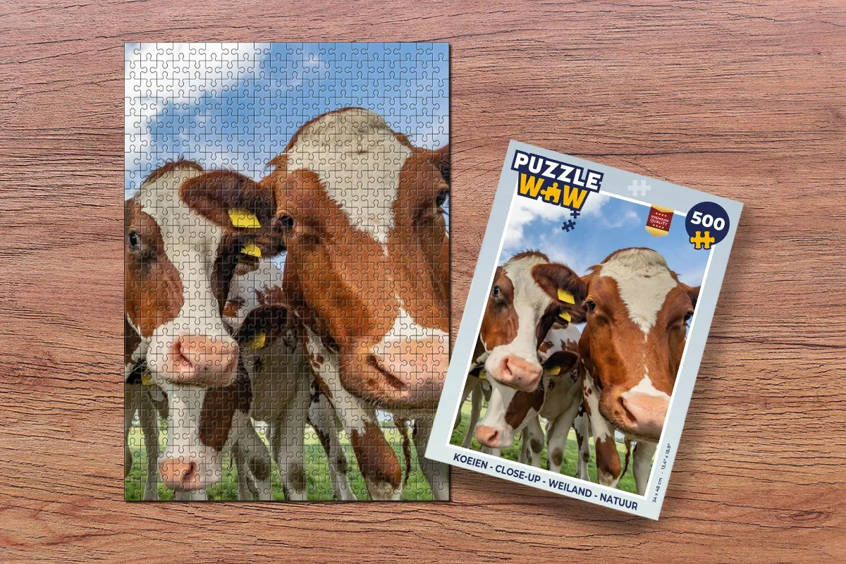 PuzzleWow Legpuzzel Koeien Weiland Natuur 500 Stuks - Multicolor