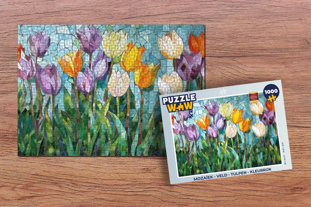 PuzzleWow Mozaïek Legpuzzel 1000 Stuks - Tulpen Veld