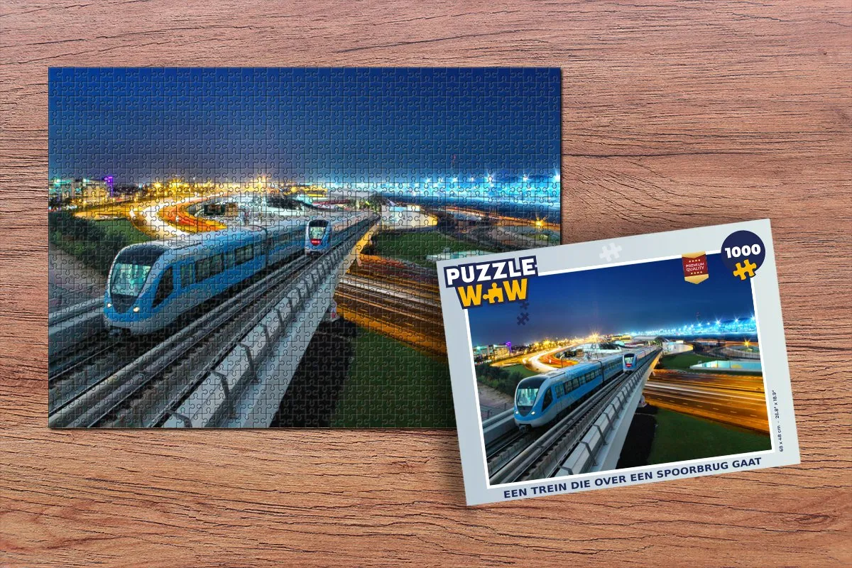 PuzzleWow Legpuzzel 1000 Stuks - Trein op Spoorbrug Multicolor