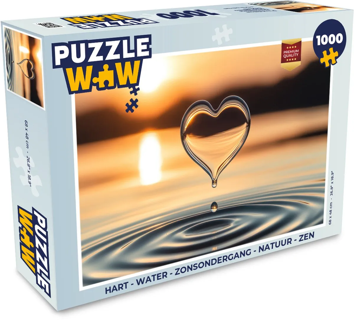 PuzzleWow Hart Water Zonsondergang Legpuzzel 1000 Stuks