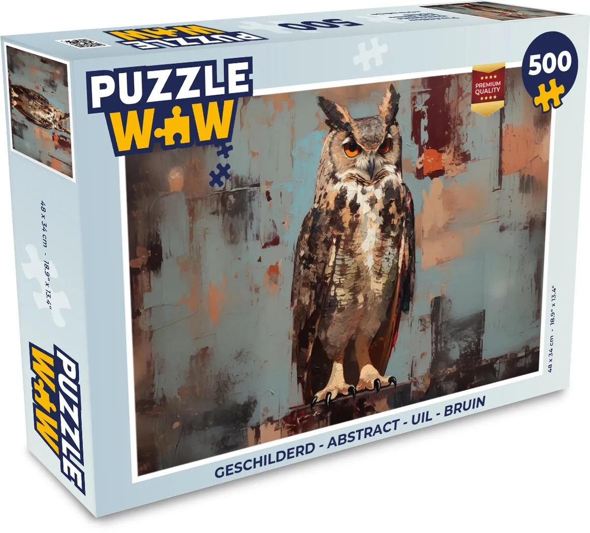 PuzzleWow Abstract Uil Legpuzzel 500 Stuks - Bruin