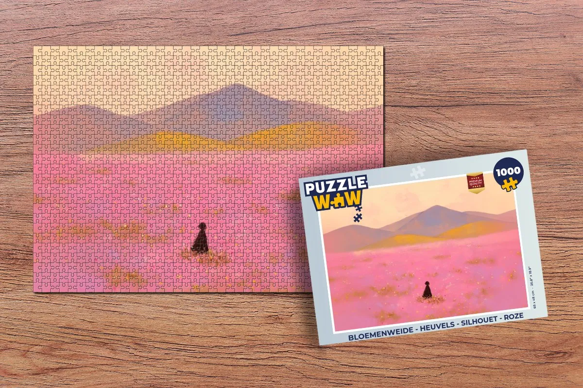 PuzzleWow Bloemenweide Legpuzzel 1000 Stuks - Roze