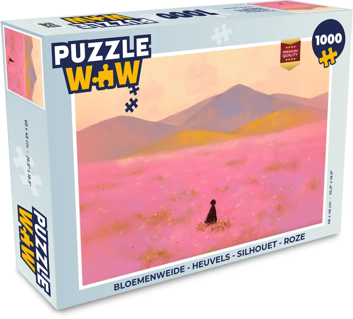 PuzzleWow Bloemenweide Legpuzzel 1000 Stuks - Roze