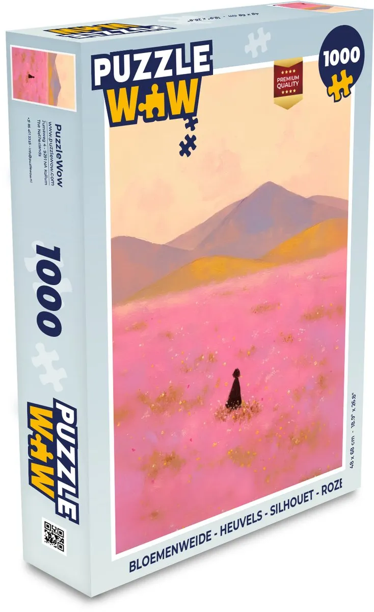 PuzzleWow Bloemenweide Legpuzzel 1000 Stuks - Roze