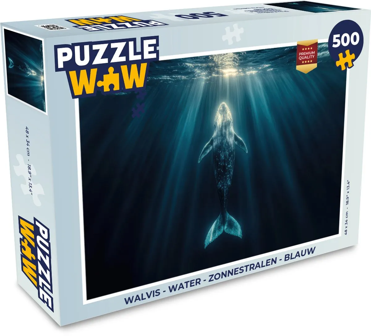 PuzzleWow Walvis Water Zonnestralen Legpuzzel 500 Stuks - Blauw