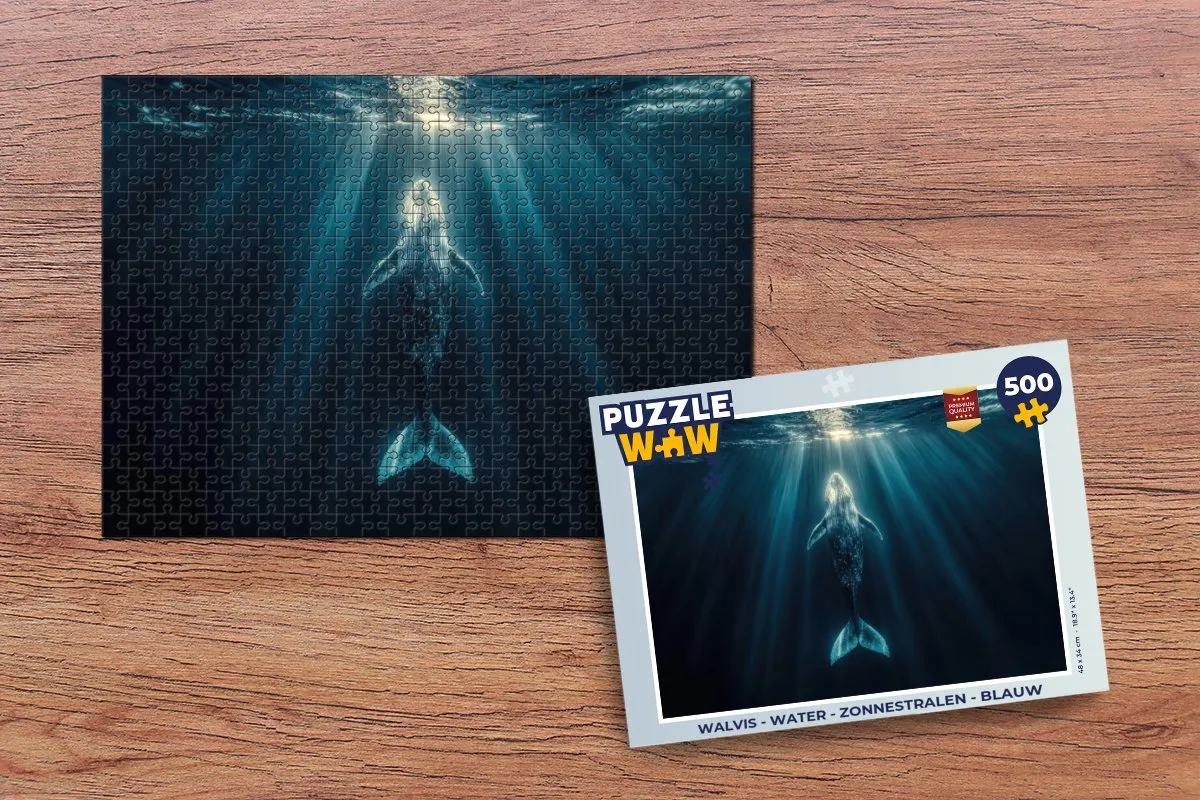 PuzzleWow Walvis Water Zonnestralen Legpuzzel 500 Stuks - Blauw