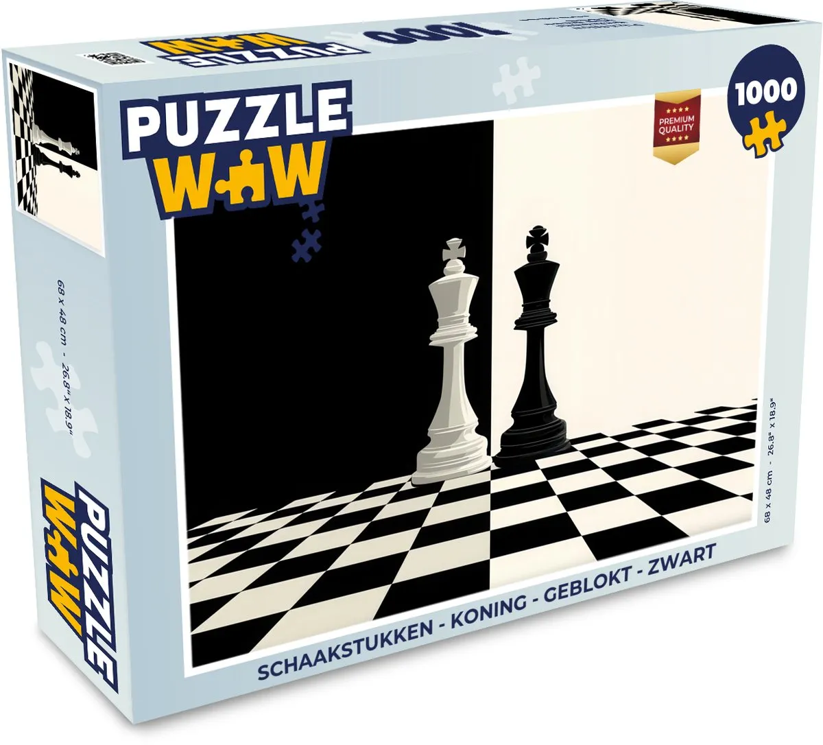 PuzzleWow Schaakstukken Koning Geblokt Puzzel 1000 Stuks - Zwart