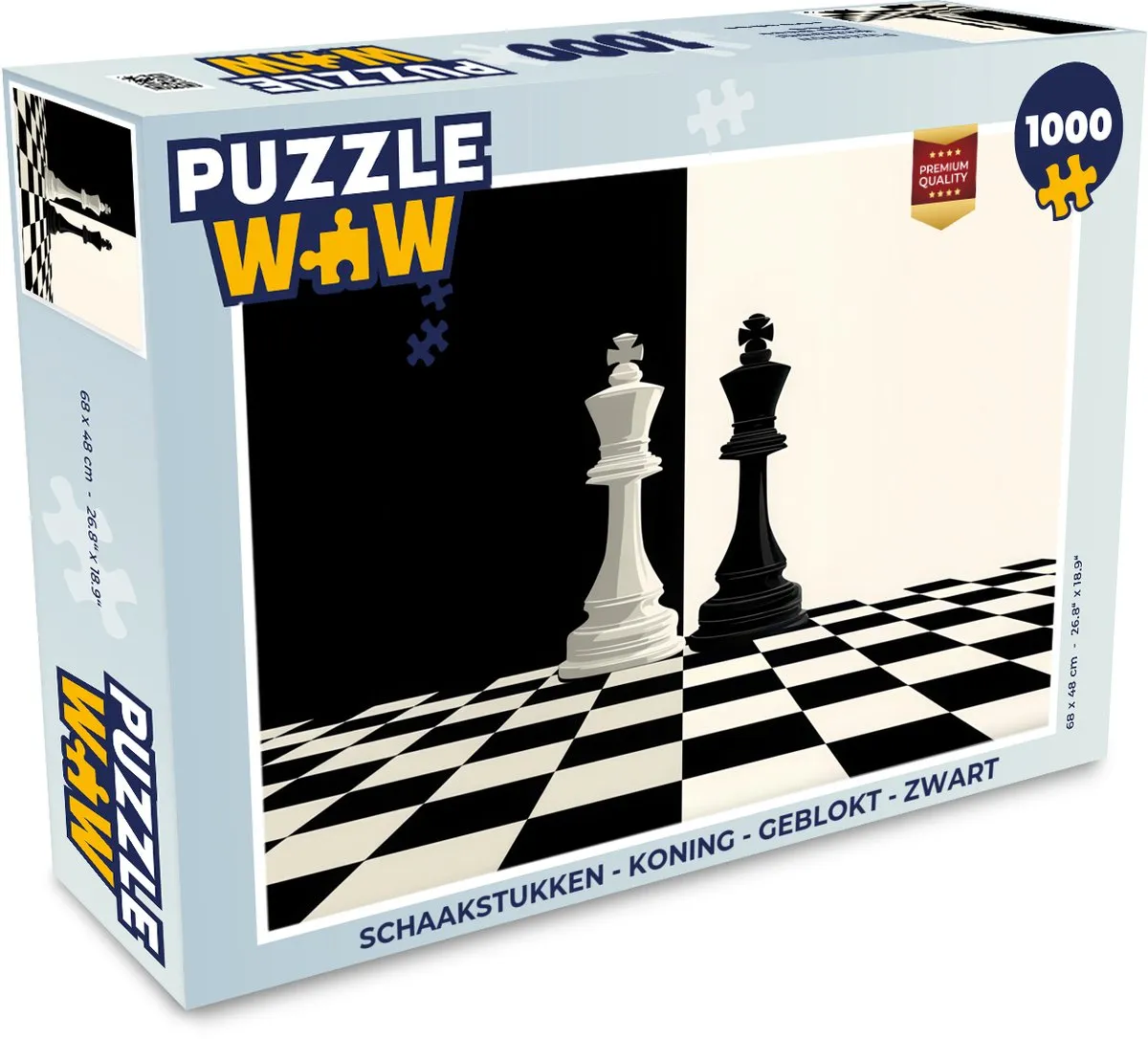 PuzzleWow Schaakstukken Koning Geblokt Puzzel 1000 Stuks - Zwart