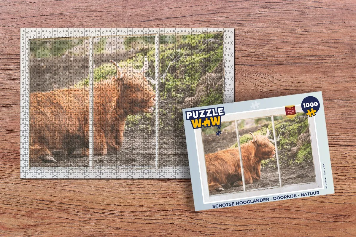 PuzzleWow Schotse Hooglander Legpuzzel 1000 Stuks - Multicolor