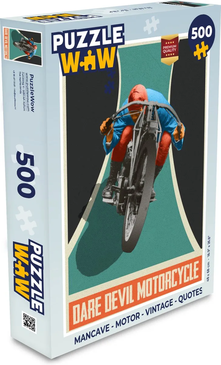 PuzzleWow Mancave Motor Vintage Legpuzzel 500 Stuks - Multicolor