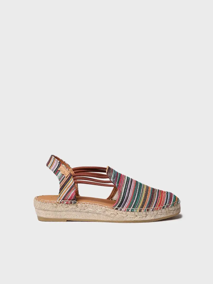 Platte espadrilles voor dames met veelkleurige strepen