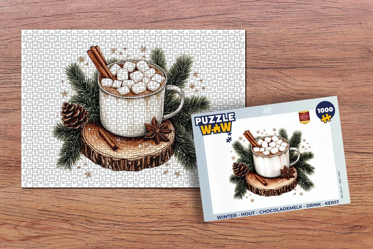 PuzzleWow Winter Chocolademelk Legpuzzel 1000 Stuks