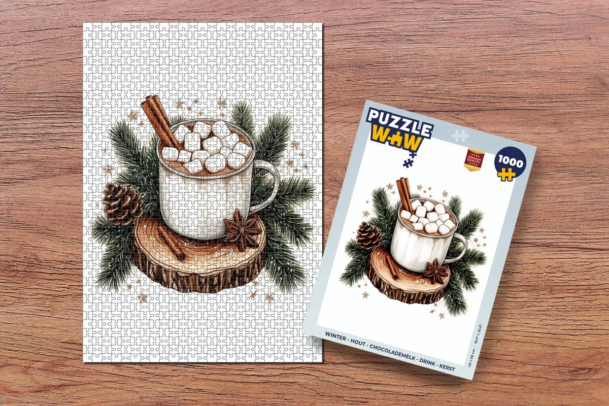PuzzleWow Winter Chocolademelk Legpuzzel 1000 Stuks