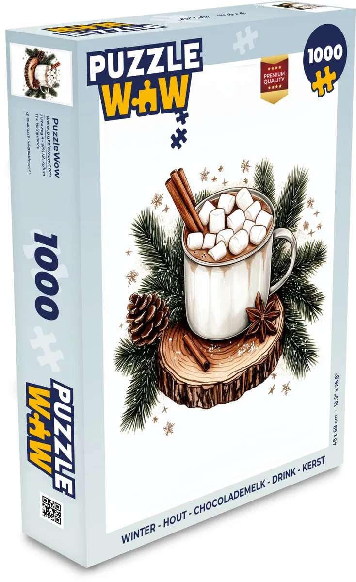 PuzzleWow Winter Chocolademelk Legpuzzel 1000 Stuks