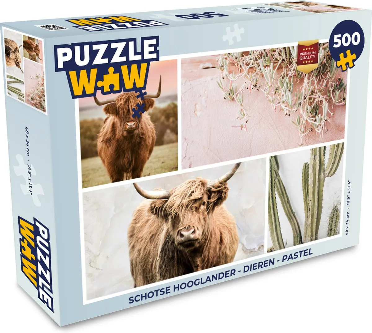 PuzzleWow Schotse Hooglander Legpuzzel 500 Stuks - Multicolor
