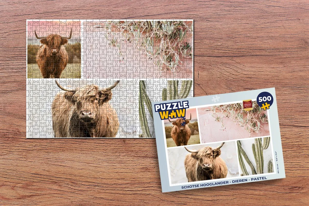 PuzzleWow Schotse Hooglander Legpuzzel 500 Stuks - Multicolor