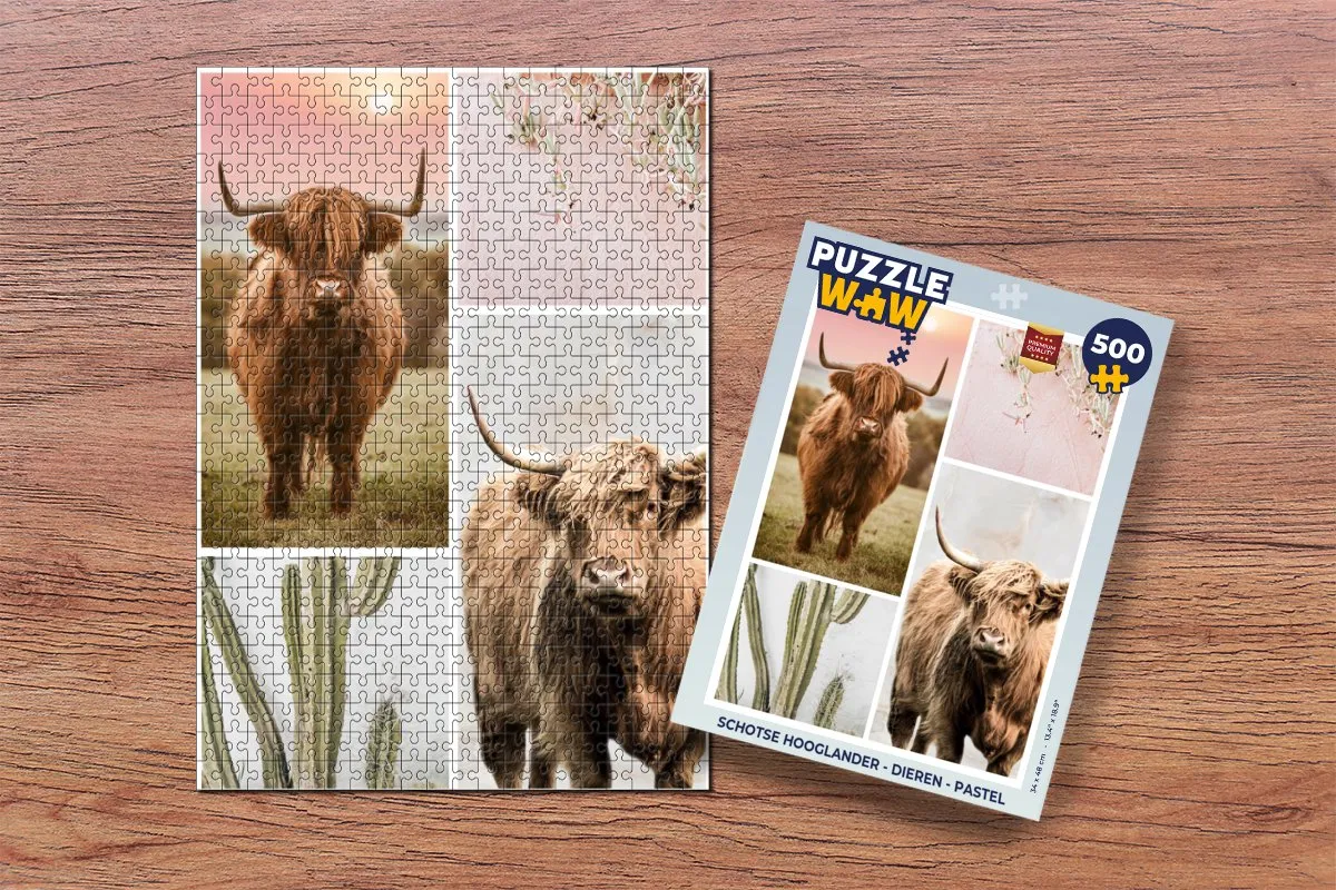PuzzleWow Schotse Hooglander Legpuzzel 500 Stuks - Multicolor