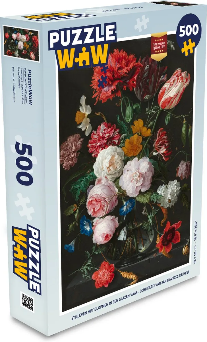PuzzleWow Stilleven met bloemen Jan Davidsz. de Heem - 500 Stuks - Multicolor