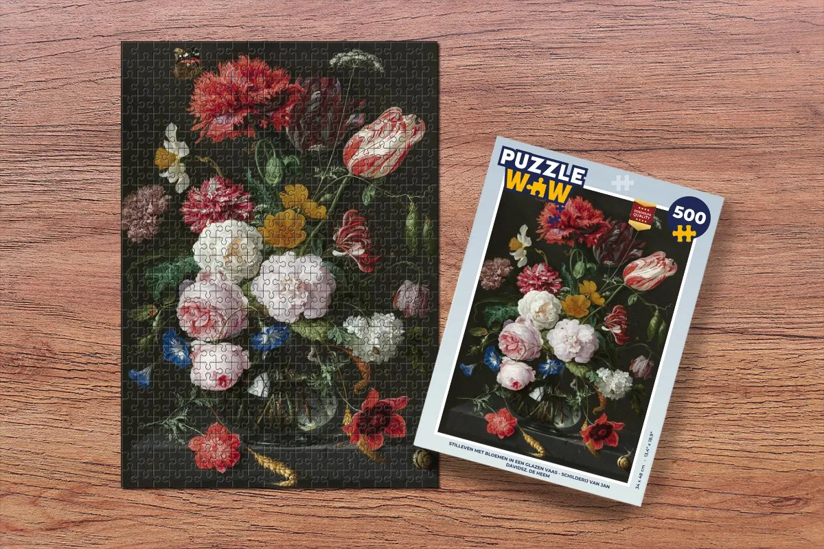 PuzzleWow Stilleven met bloemen Jan Davidsz. de Heem - 500 Stuks - Multicolor