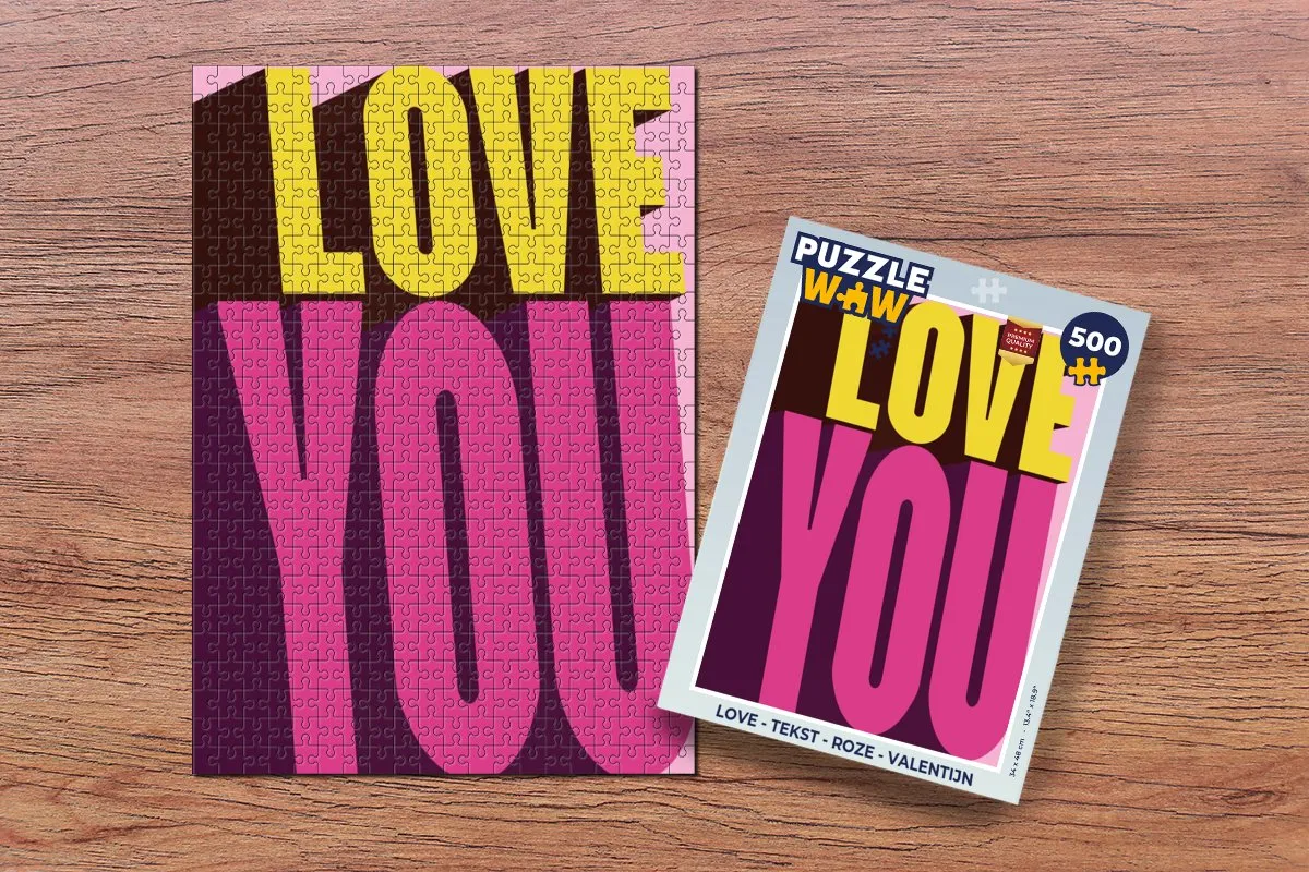PuzzleWow Love Tekst Roze Legpuzzel 500 Stuks