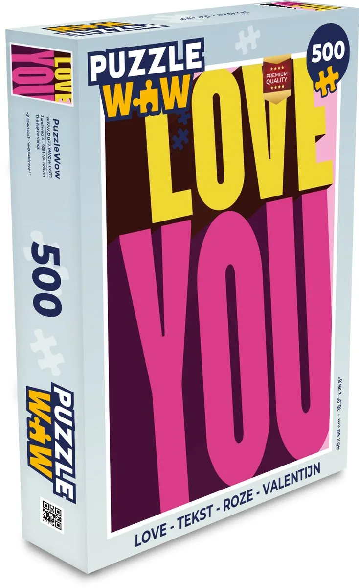 PuzzleWow Love Tekst Roze Legpuzzel 500 Stuks