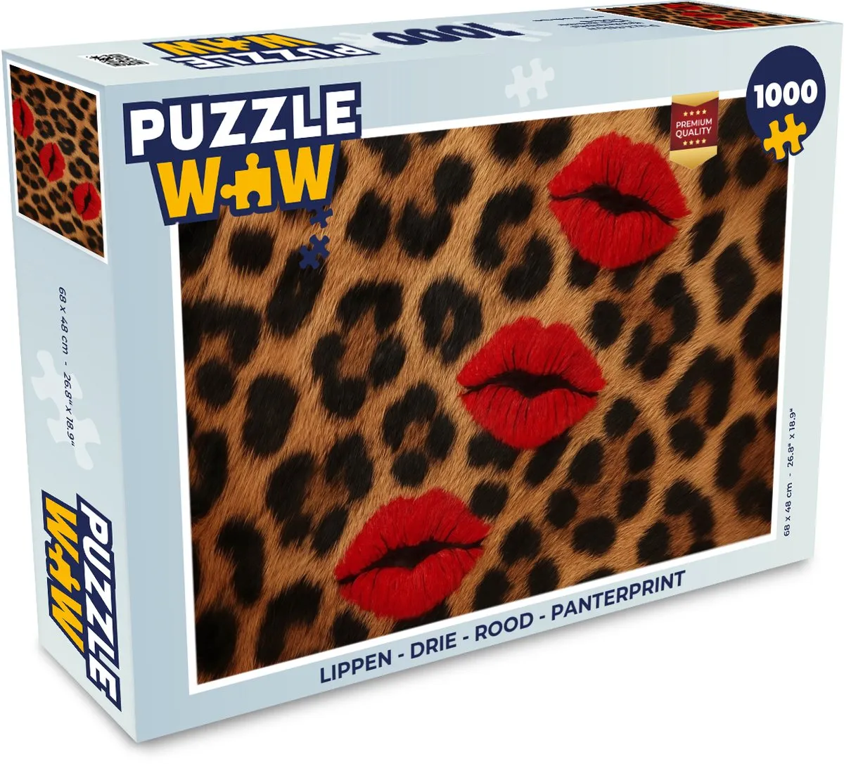 PuzzleWow Lippen Panterprint Legpuzzel 1000 Stuks - Rood