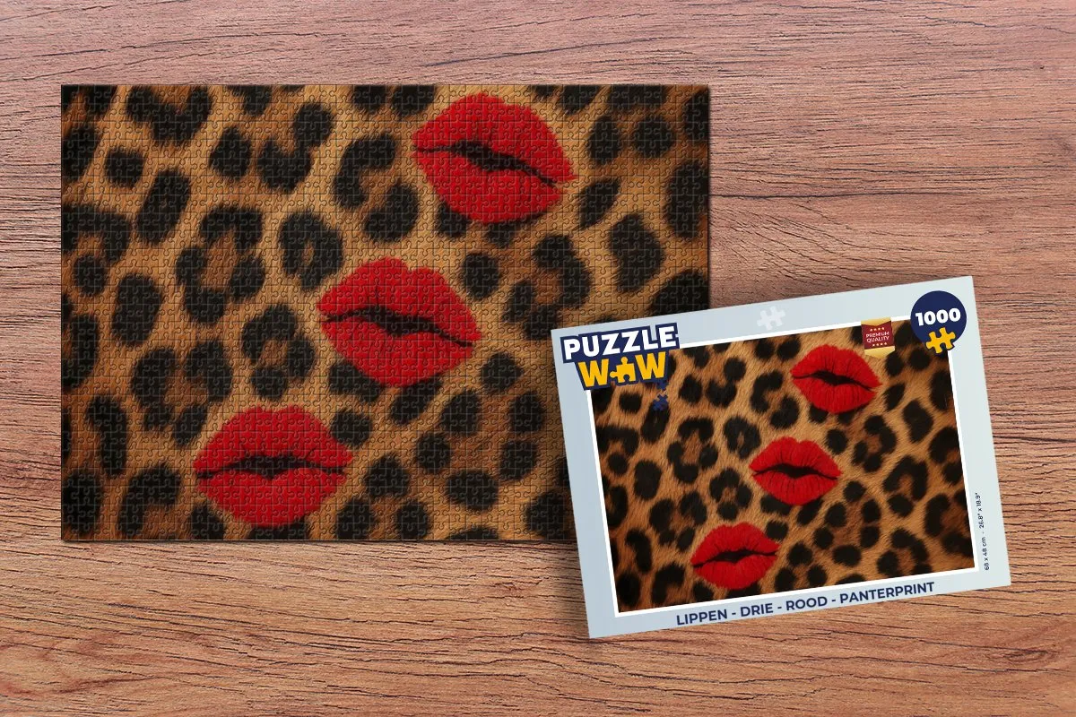 PuzzleWow Lippen Panterprint Legpuzzel 1000 Stuks - Rood
