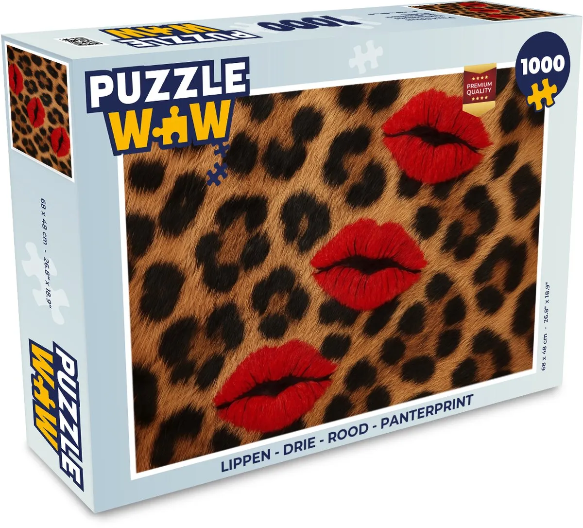 PuzzleWow Lippen Panterprint Legpuzzel 1000 Stuks - Rood