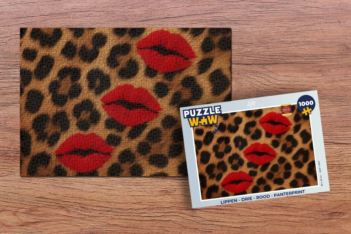 PuzzleWow Lippen Panterprint Legpuzzel 1000 Stuks - Rood