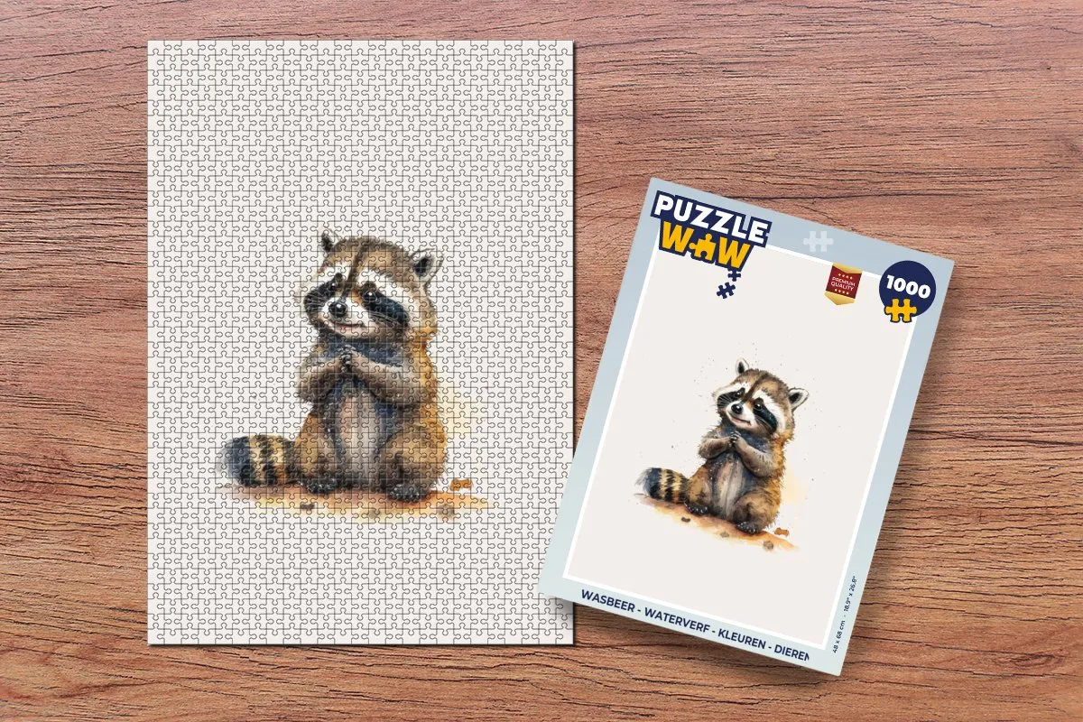 PuzzleWow Wasbeer Legpuzzel 1000 Stuks - Multicolor
