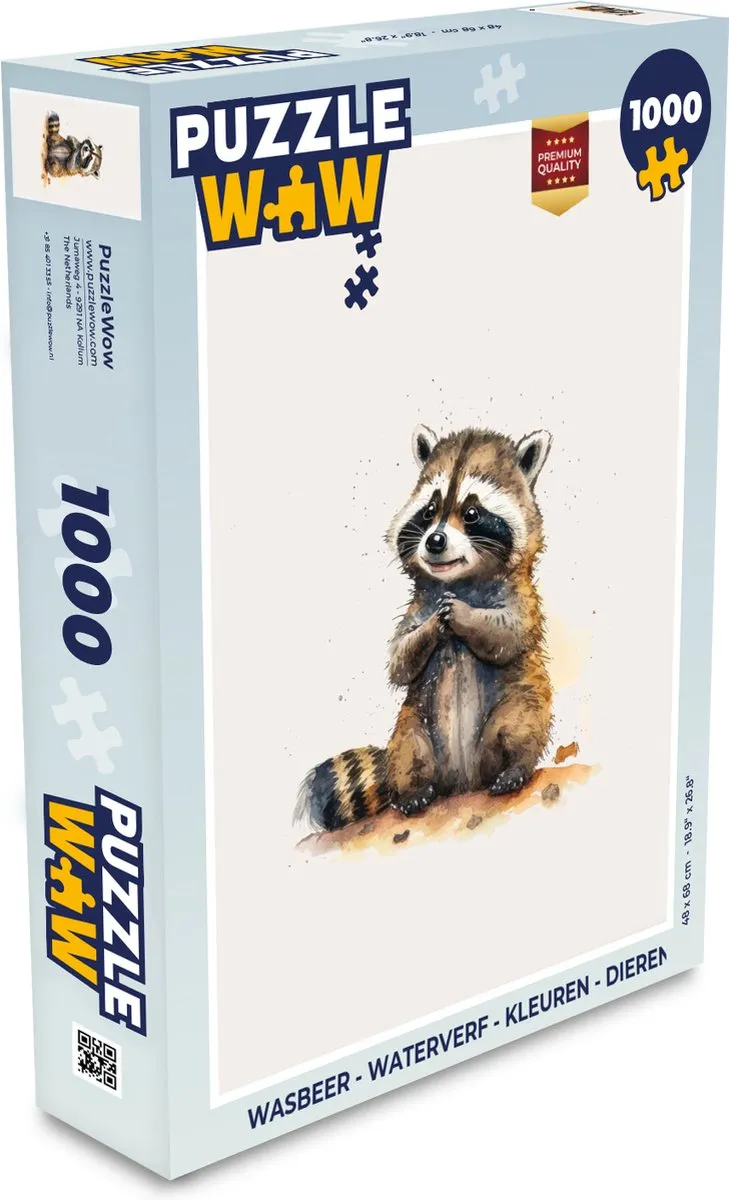 PuzzleWow Wasbeer Legpuzzel 1000 Stuks - Multicolor