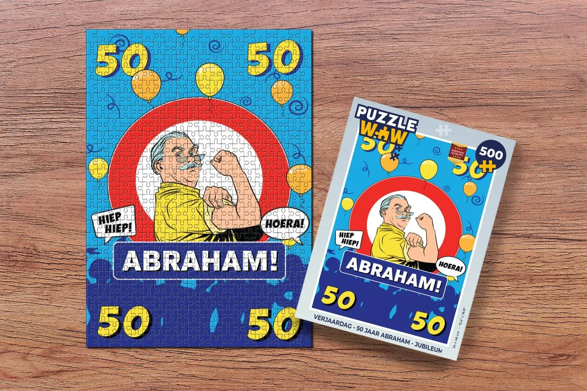 PuzzleWow Verjaardag 50 Jaar Abraham Legpuzzel 500 Stuks - Multicolor