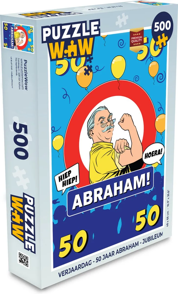 PuzzleWow Verjaardag 50 Jaar Abraham Legpuzzel 500 Stuks