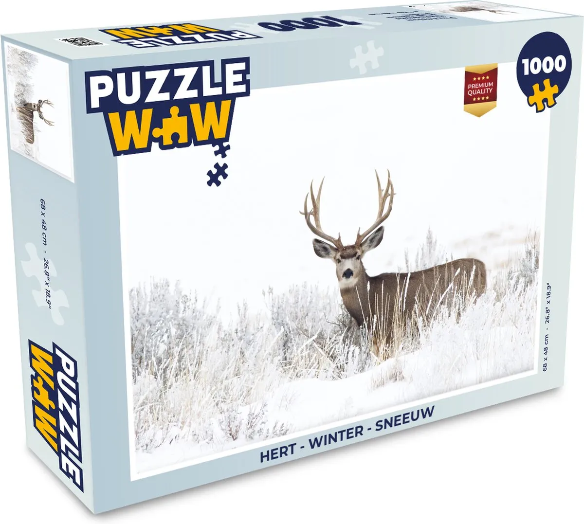PuzzleWow Hert Winter Dieren Legpuzzel 1000 Stuks - Multicolor