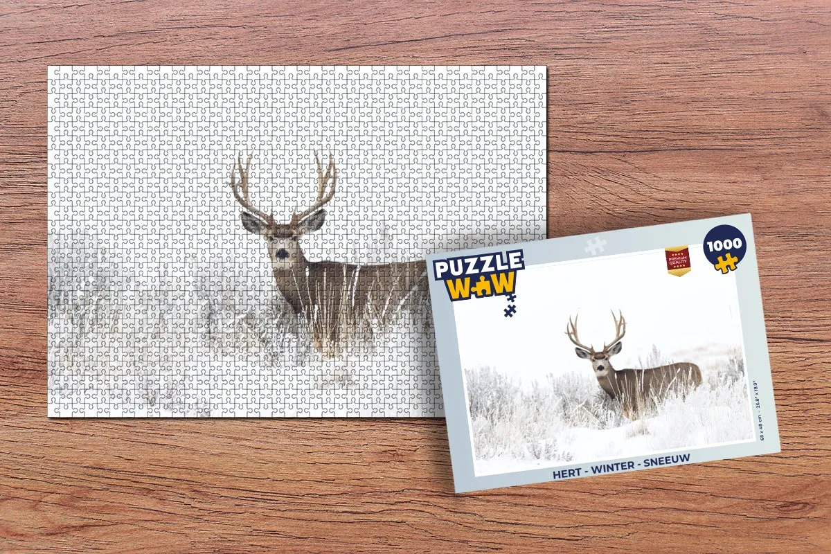 PuzzleWow Hert Winter Dieren Legpuzzel 1000 Stuks - Multicolor