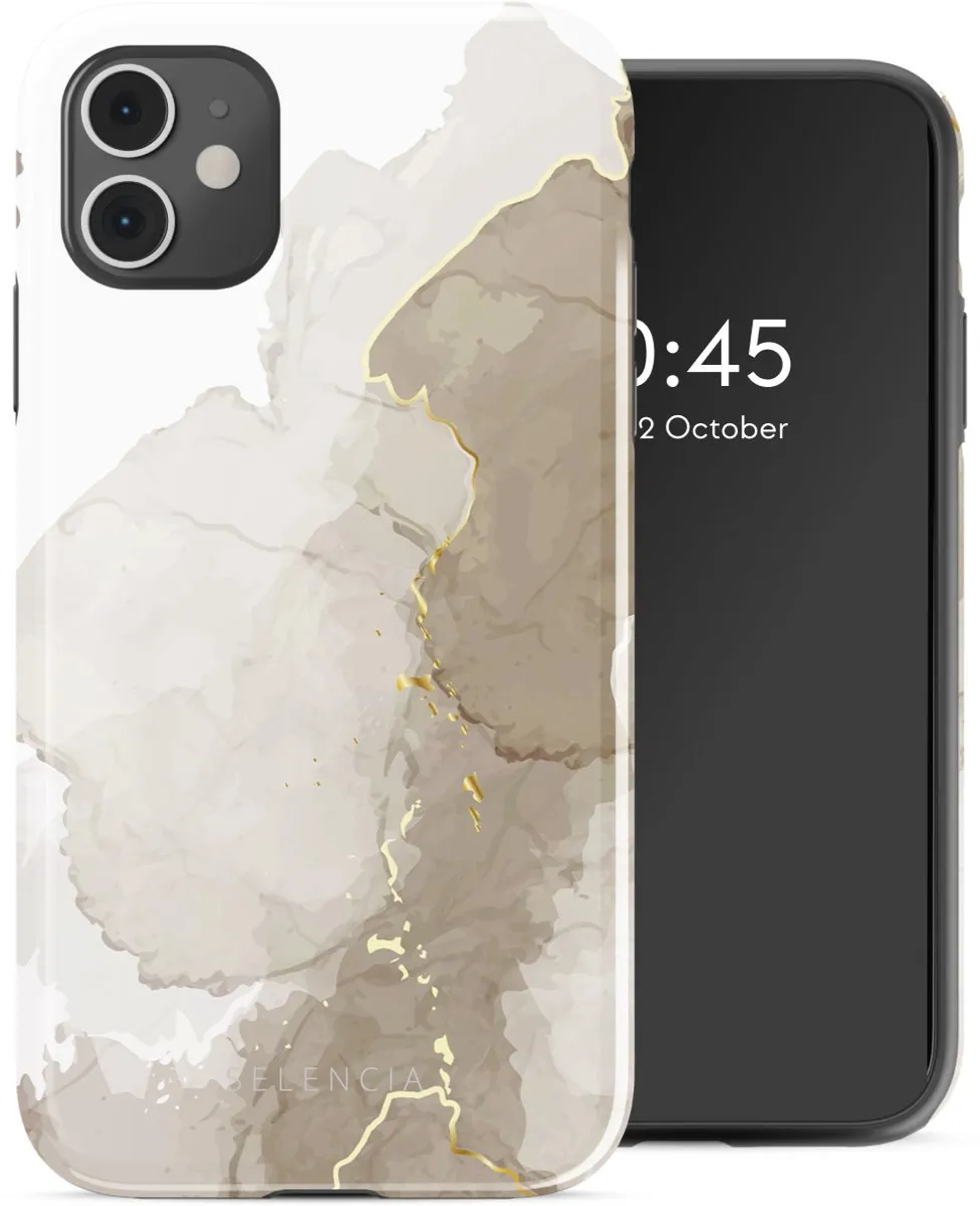 Selencia Hoesje iPhone 11 Marble Light Brown