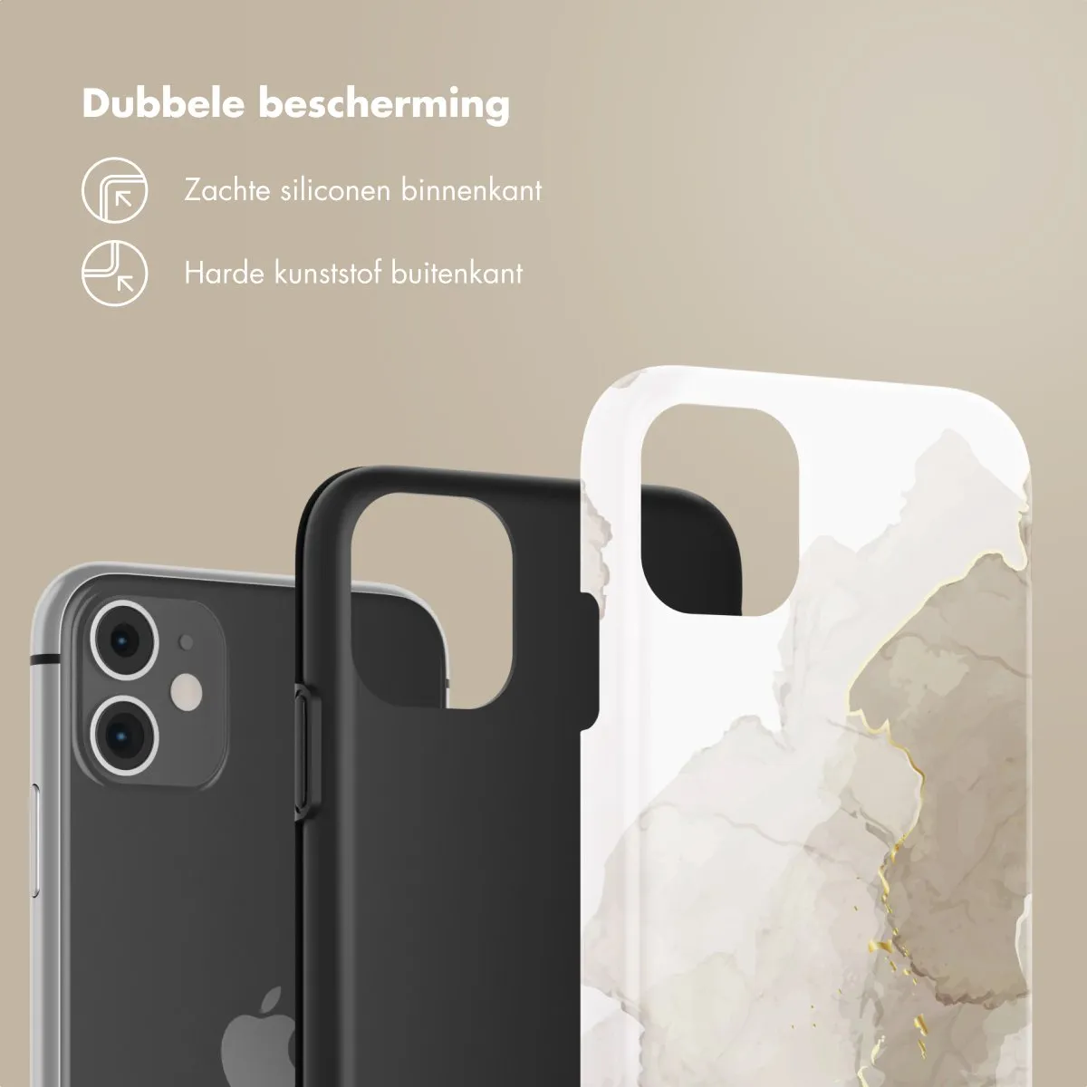 Selencia Hoesje iPhone 11 Marble Light Brown