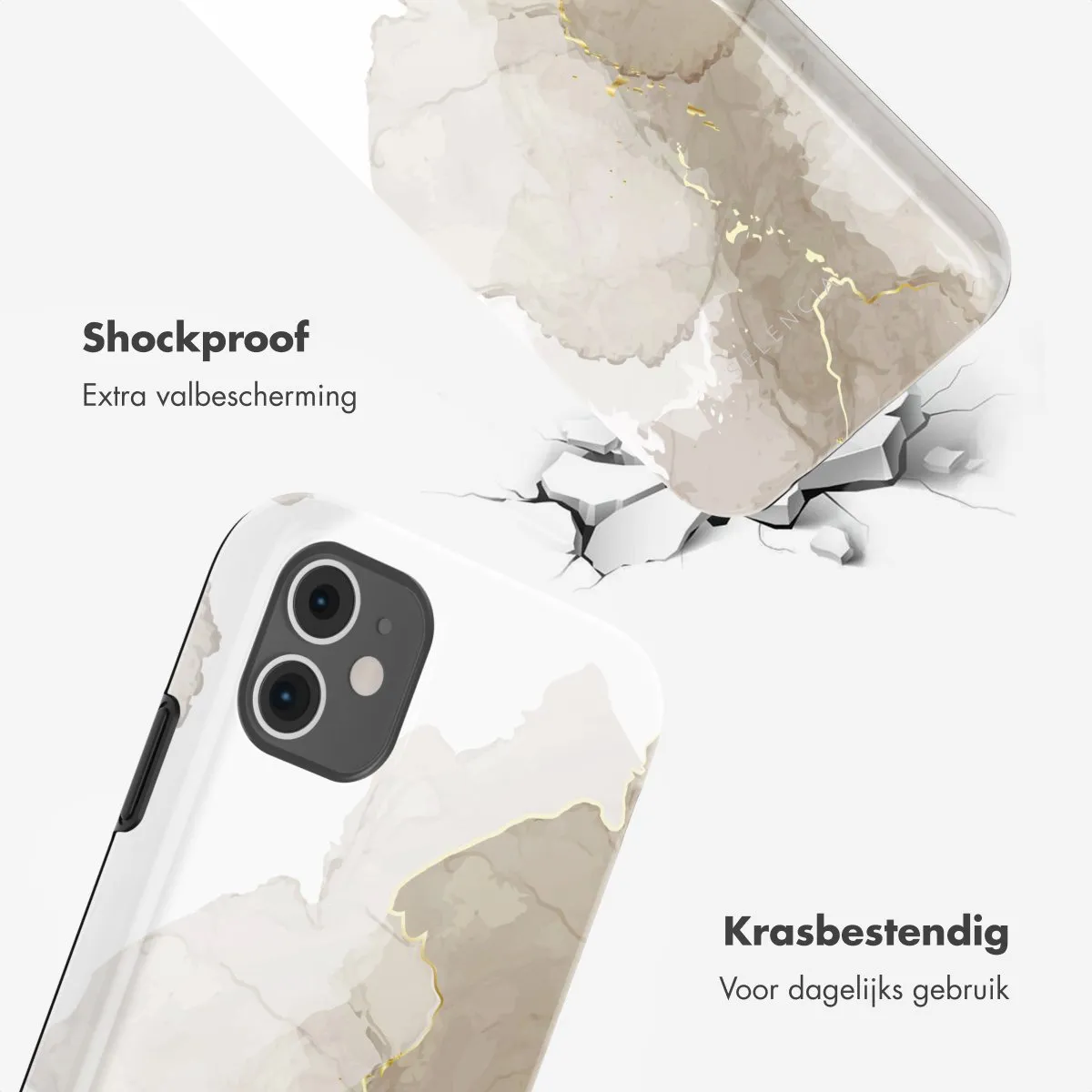 Selencia Hoesje iPhone 11 Marble Light Brown