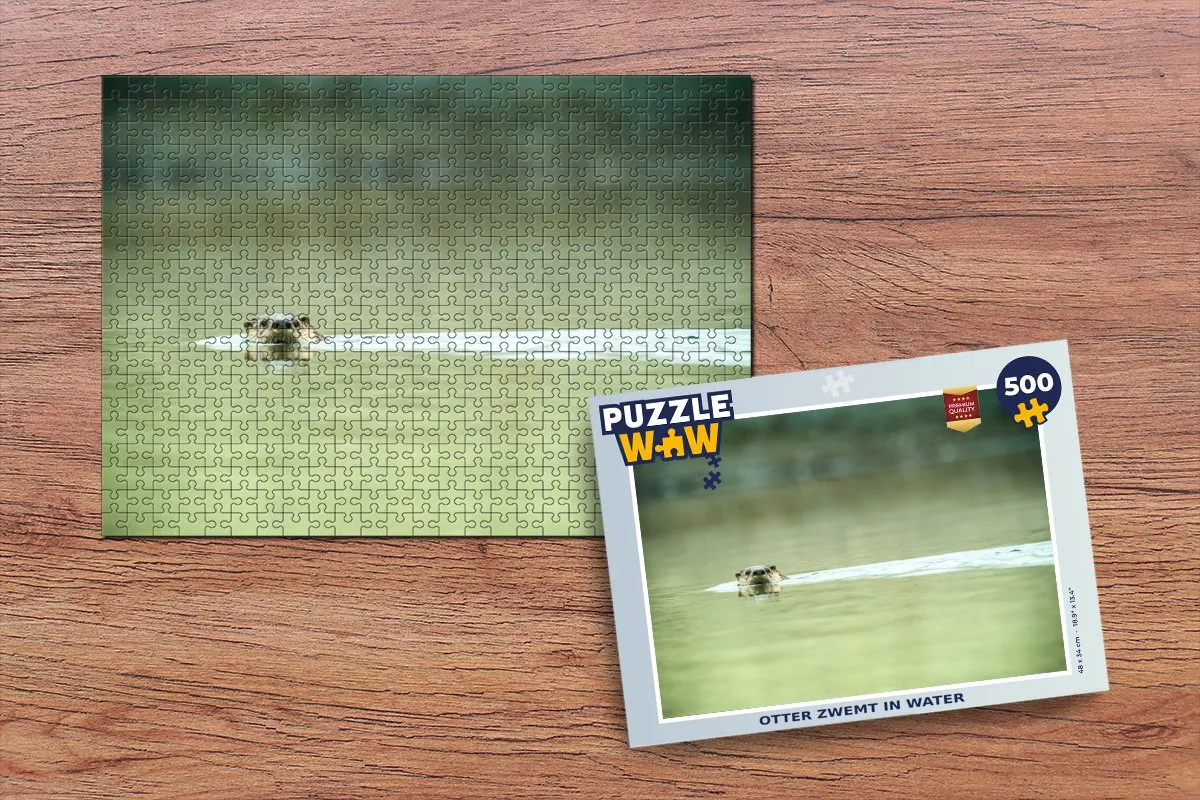 PuzzleWow Legpuzzel Otter zwemt in water 500 Stuks - Multicolor